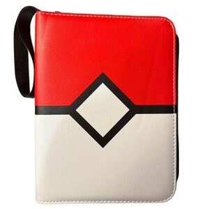 Pokemon Trading Cards Red and White Geometric Design Card Holder Binder NWOT